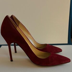 Manolo Blahnik Burgundy Suede Heels